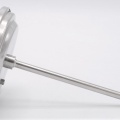All-stainless steel bimetal thermometer with immersion shaft in well