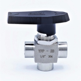 MINI Stainless Steel Ball Valve, Three- way, Threaded |1/8”
