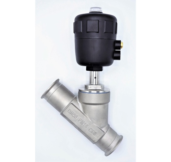 Pneumatically-operated Valves, Angle Seat - 45° CLAMP DN50