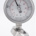 Stainless steel manometer with separating membrane DIN 11851, dial 100 mm, nut DN25 -1/1,5 bar