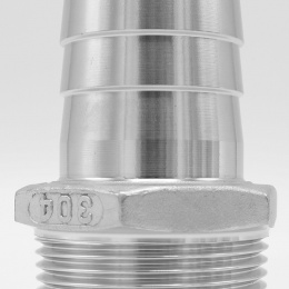Hose nipple extension / hose end with hexagon / type 337 5/4"(OD 33 mm), stainless steel