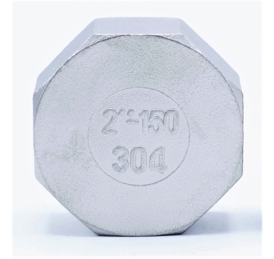Stainless steel threaded end cap with hexagon 2" (DN50)