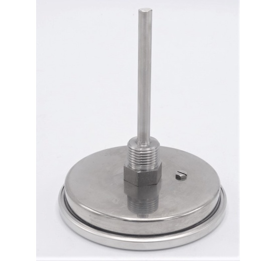 All-stainless steel bimetal thermometer with immersion shaft, threaded | 0-100 ℃ (1/2”) 100 mm