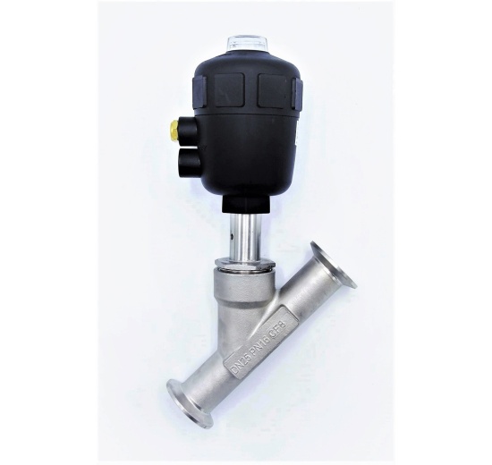 Pneumatically Operated Valve With A Slant Seat-45°, CLAMP