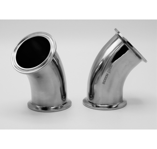 Tri-CLAMP DIN 32676 seamless elbow 45°, DN50, stainless steel