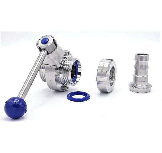 Nerezové klapky přímé, potravinářské/mlékárenské šroubení typ G-G