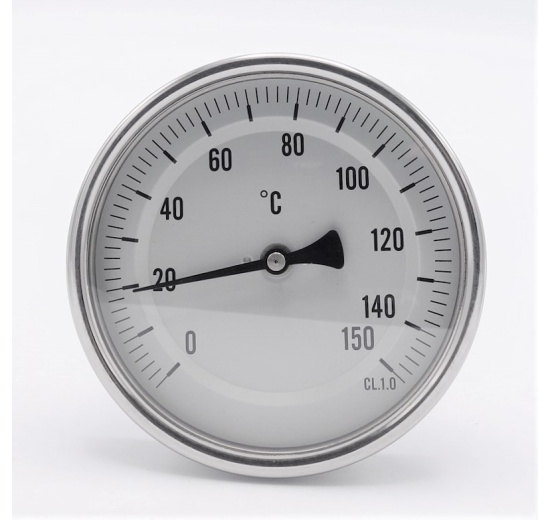 All-stainless steel bimetal thermometer with immersion shaft in well | 0-150 ℃, 150 mm