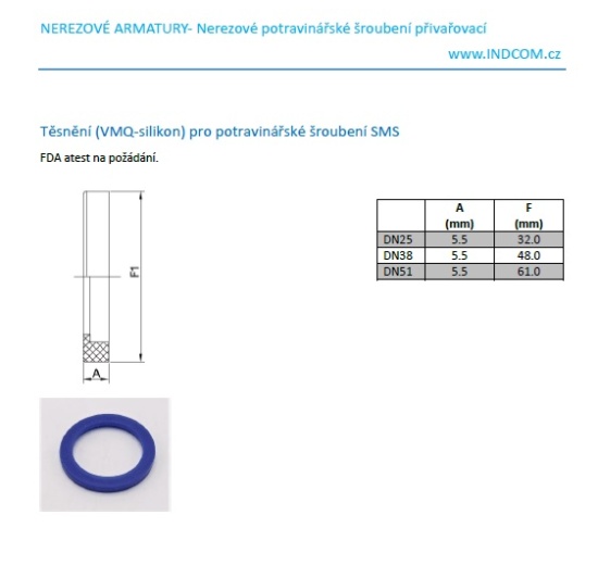 Gasket Silicone (VMQ) for Union Male SMS | DN25