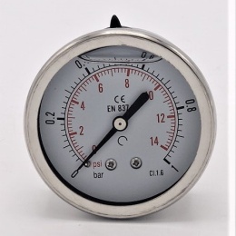 Stainless steel pressure gauges - the back (coaxial) connection 0 - 1 bar 1/4”