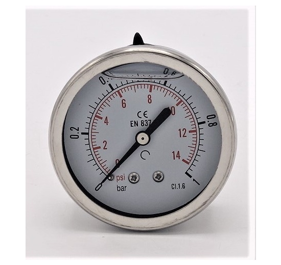 Stainless steel pressure gauges - the back (coaxial) connection 0 - 1 bar 1/4”