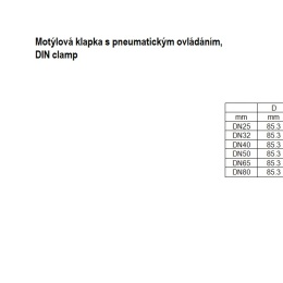 diameters of pneumatically operated butterfly valve