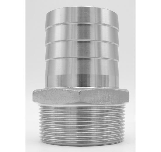 Hose nipple extension / hose end with hexagon / type 337 | 2" (OD 51 mm), stainless steel