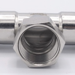 T-kus, nerezový, lisovací F/F(závit vnitřní)/F 28_1"_28