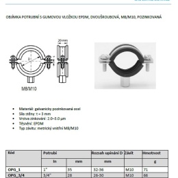 Pipe Clamp with Rubber EPDM, two screw, M8/M10, galvanized | 20-25 mm