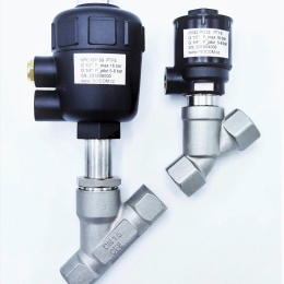 Pneumatically-operated Valves, Angle Seat - 45°, G-thread, Gasket PTFE