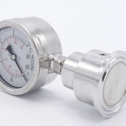 Stainless Steel Pressure Gauge with Separating Diaphragm-CLAMP, Dial 63 mm 0-2,5 bar, (clamp-50,5mm)