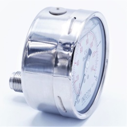 Stainless steel pressure gauges - the back (axial) connection, dial 100 mm | 0 - 10 bar (1/2")