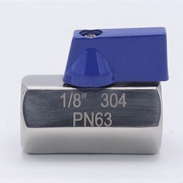 MINI Stainless Steel Ball Valve With Reduced Flow, One-piece, Threaded 1/8”