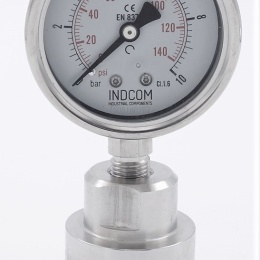 Stainless Steel Pressure Gauge with Separating Diaphragm-CLAMP, Dial 63 mm 0-10 bar, (clamp-50,5mm)