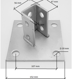 Anchor Foot Square Galvanized, Saddle Holder 150x150 mm