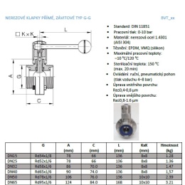 Stainless Steel Butterfly Valve, Threaded, type G-G | DN50