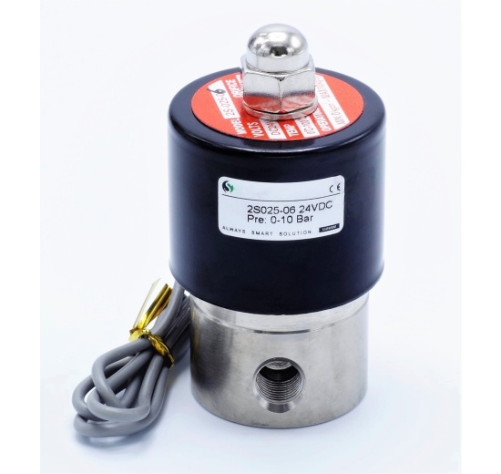 Stainless steel solenoid valve 2/2, G 1/8" DC24V, NC