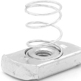 Sliding nut M8 galvanized with spring | short spring (profile 41x25)