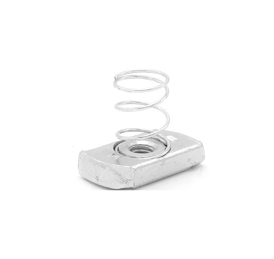 Sliding nut M8 galvanized with spring | short spring (profile 41x25)