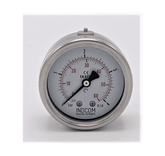 Stainless steel pressure gauges - the back (coaxial) connection 0 - 4 bar 1/4”