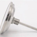 All-stainless steel bimetal thermometer with immersion shaft, threaded