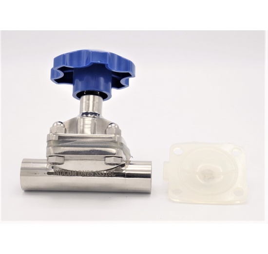 Diaphragm valve, welded S-S, Silikone