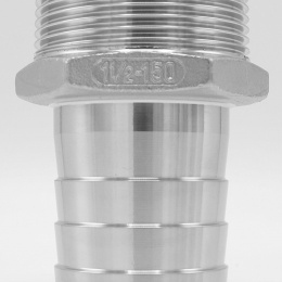 stainless steel  Hose nipple extension / hose end with hexagon / type 337 | 6/4"(OD 39 mm)