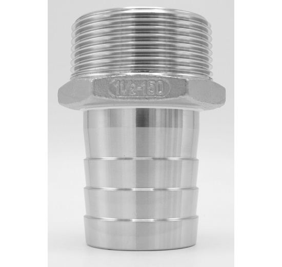 stainless steel  Hose nipple extension / hose end with hexagon / type 337 | 6/4"(OD 39 mm)