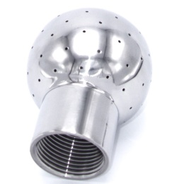 Fixed cleaning ball, threaded, stainless steel, for use in beverage production, for cleaning of tanks, containers