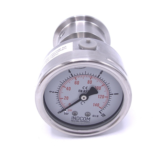 Stainless Steel Pressure Gauge 63 mm (back connection) with Separating Diaphragm-CLAMP| 0-10 bar, (clamp-50,5mm)