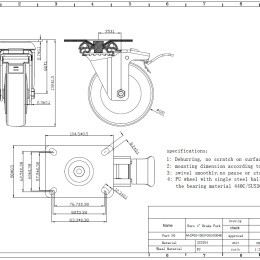 transport caster with brake