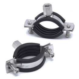 Pipe Clamp with Rubber EPDM, two screw, stainless steel DIN 1.4301, M8_ 37-45 mm