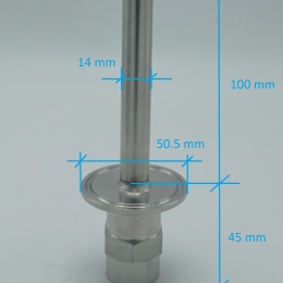 Stainless steel thermometer well | 100 mm (1/2") CLAMP DN25