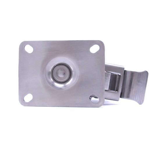 Transport casters, swivel, with brake, stainless steel, diameter 75 mm