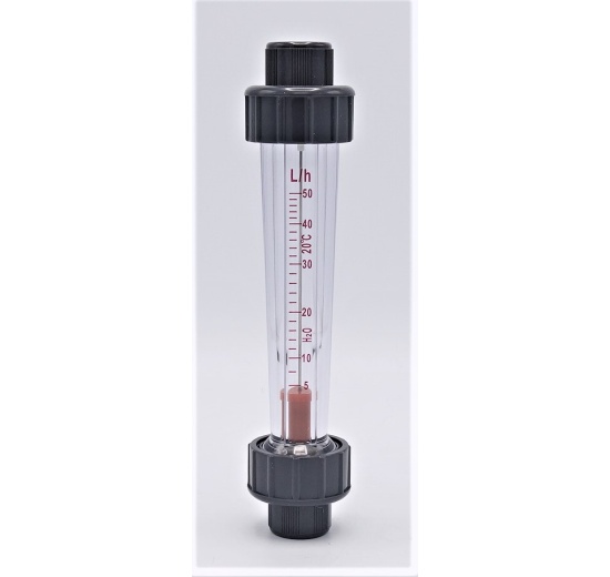 Rotameter (flowmeter) Plastic -  inner thread BSP 1/2" | 0.005~0.05 m3/h, female thread BSP 1/2"
