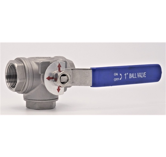 Stainless ball valve, three- way, threaded | 1”