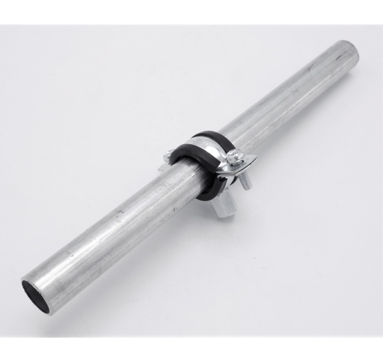 Pipe Clamp with Rubber EPDM, two screw, M8/M10, galvanized
