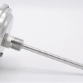 All-stainless steel bimetal thermometer with immersion shaft, threaded