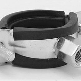 Pipe Clamp with Rubber EPDM, two screw, M8/M10, galvanized