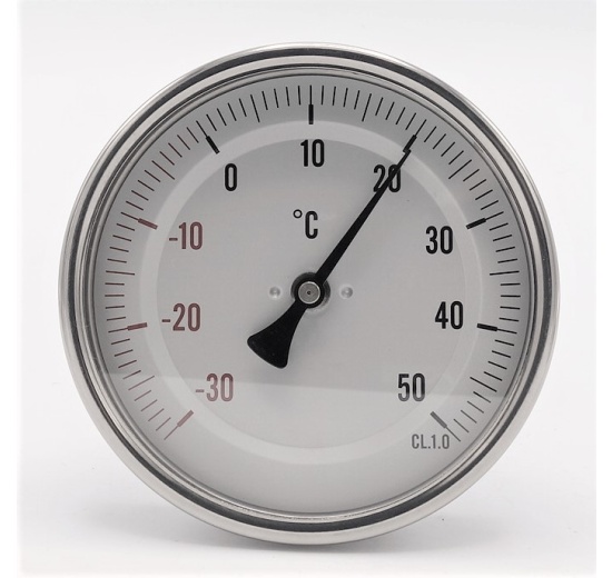 All-stainless steel bimetal thermometer with immersion shaft, threaded | -30/50℃ (1/2”) 150 mm