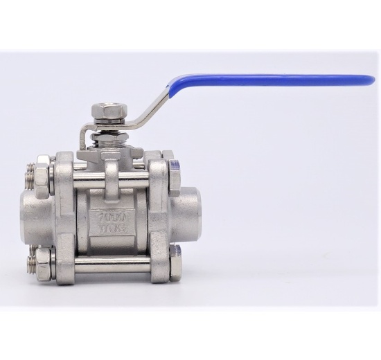 Stainless steel ball valve with full bore, three pieced, welded DN15 (22x4mm)