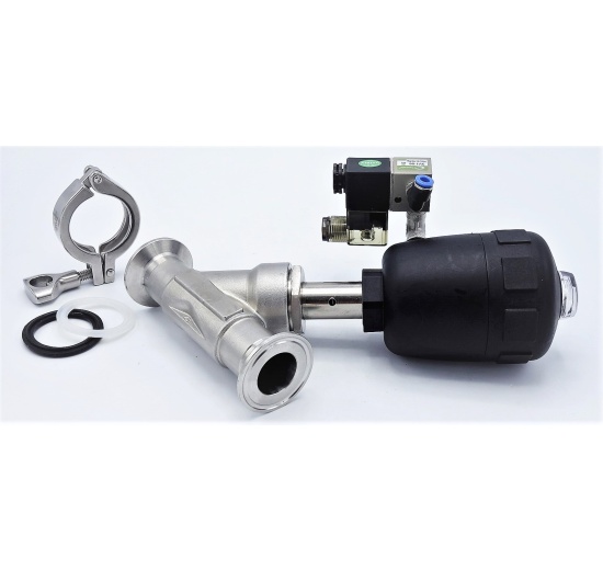 Pneumatically Operated Valve With A Slant Seat-45°, CLAMP