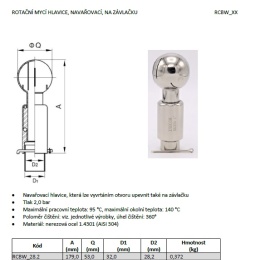 Rotary cleaning ball, welded, on split pin, for use in beverage production