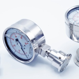Pressure gauge with a separating membrane as specified by the customer