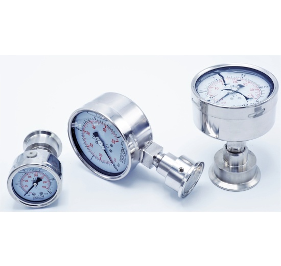 Pressure gauge with a separating membrane as specified by the customer